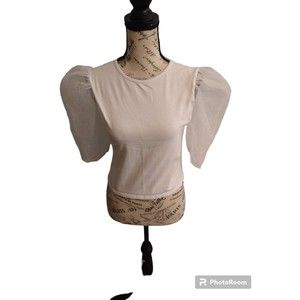 Asos sheer puff sleeve  top size 8 white Boho Feminine Y2K Cottage Core
